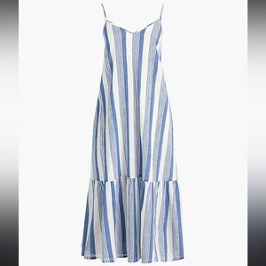 NEW J. Crew‎ Sleeveless Midi Dress Stripe Nautical Coastal Preppy Beach Women L